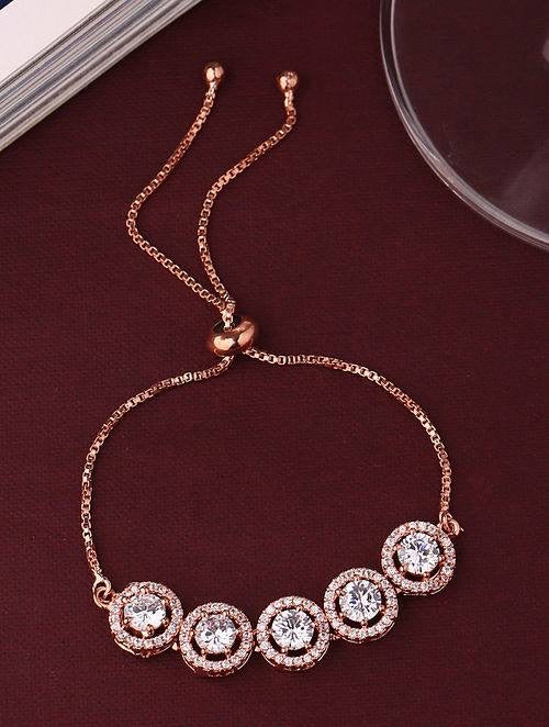 Rose Gold Halo Sparkle Adjustable Bracelet