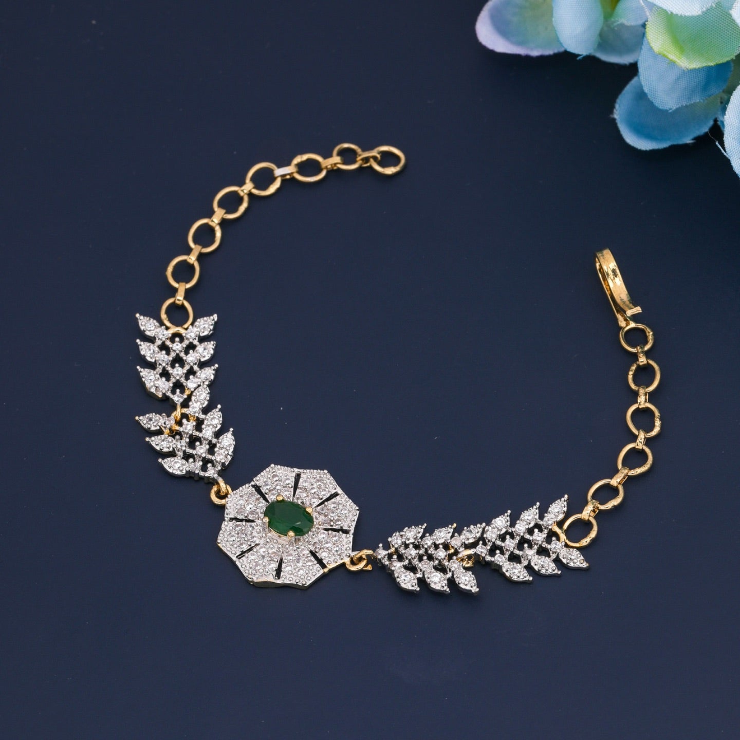 Ruby Blossom Designer Gold Bracelet