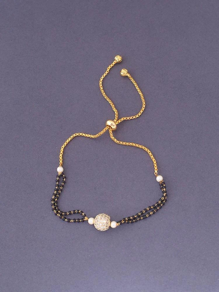 Elegant Dual-Tone Beaded Adjustable Bracelet