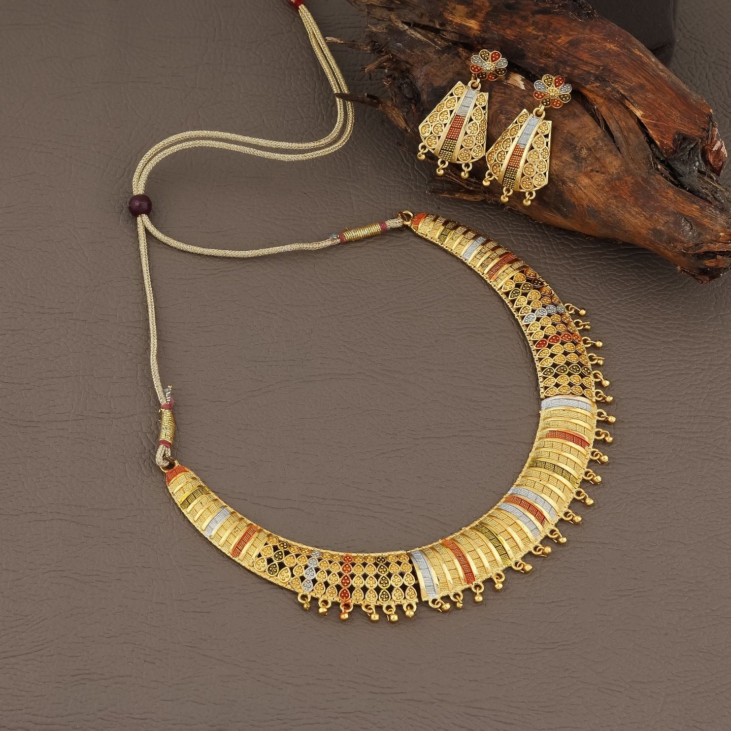 Royal Heritage Multicolor Temple Choker Set