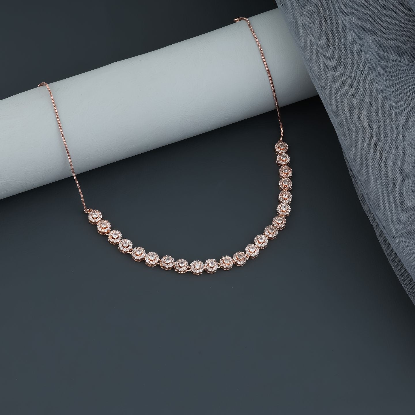 Rose Gold Floral Sparkle Necklace