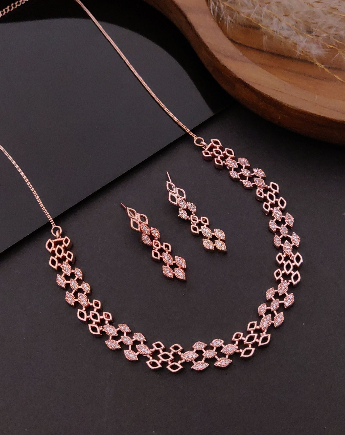 Blush Radiance Rose Gold Necklace Set