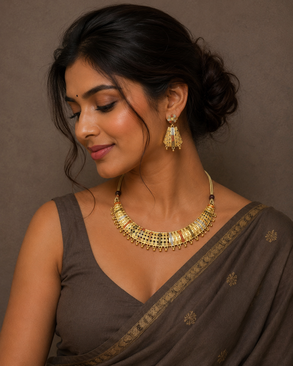 Royal Heritage Multicolor Temple Choker Set