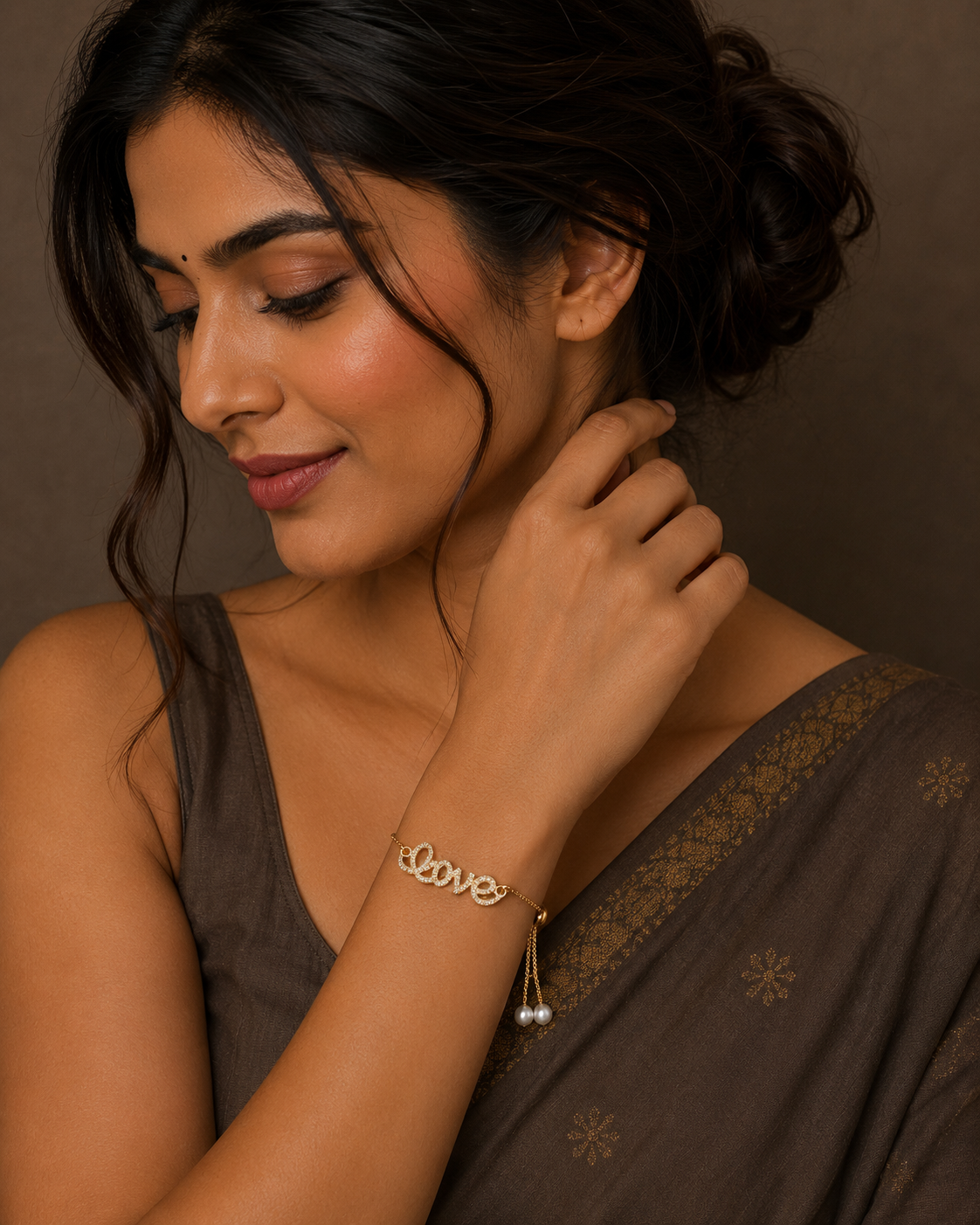 Elegant “Love Charm” Adjustable Bracelet with Pearl Drops