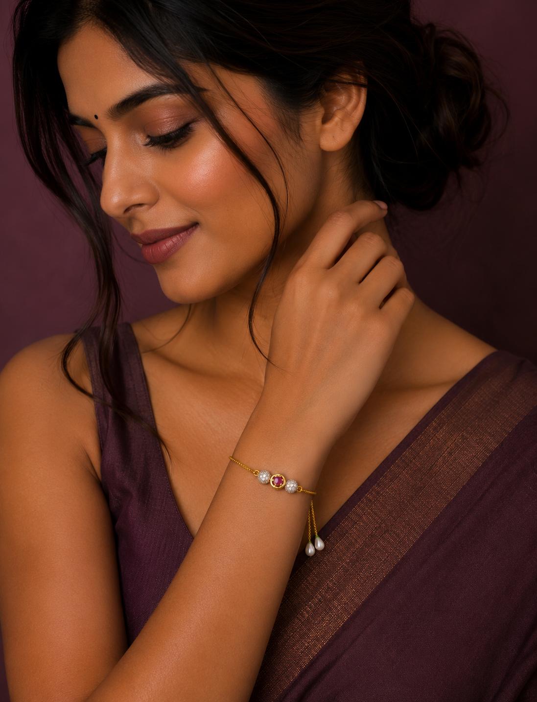 Royal Ruby Charm Adjustable Bracelet