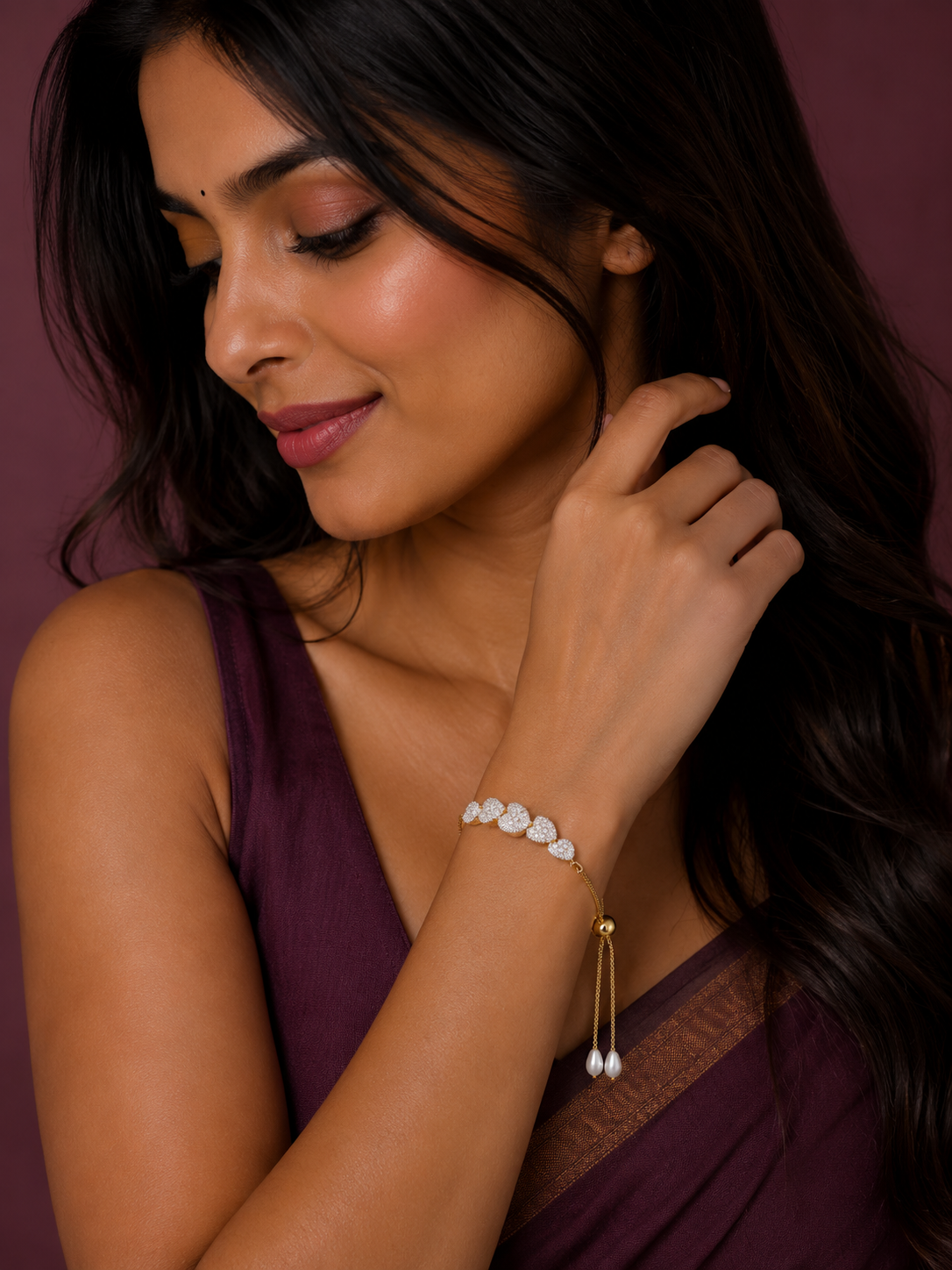 Crystal Heart Elegance Adjustable Bracelet