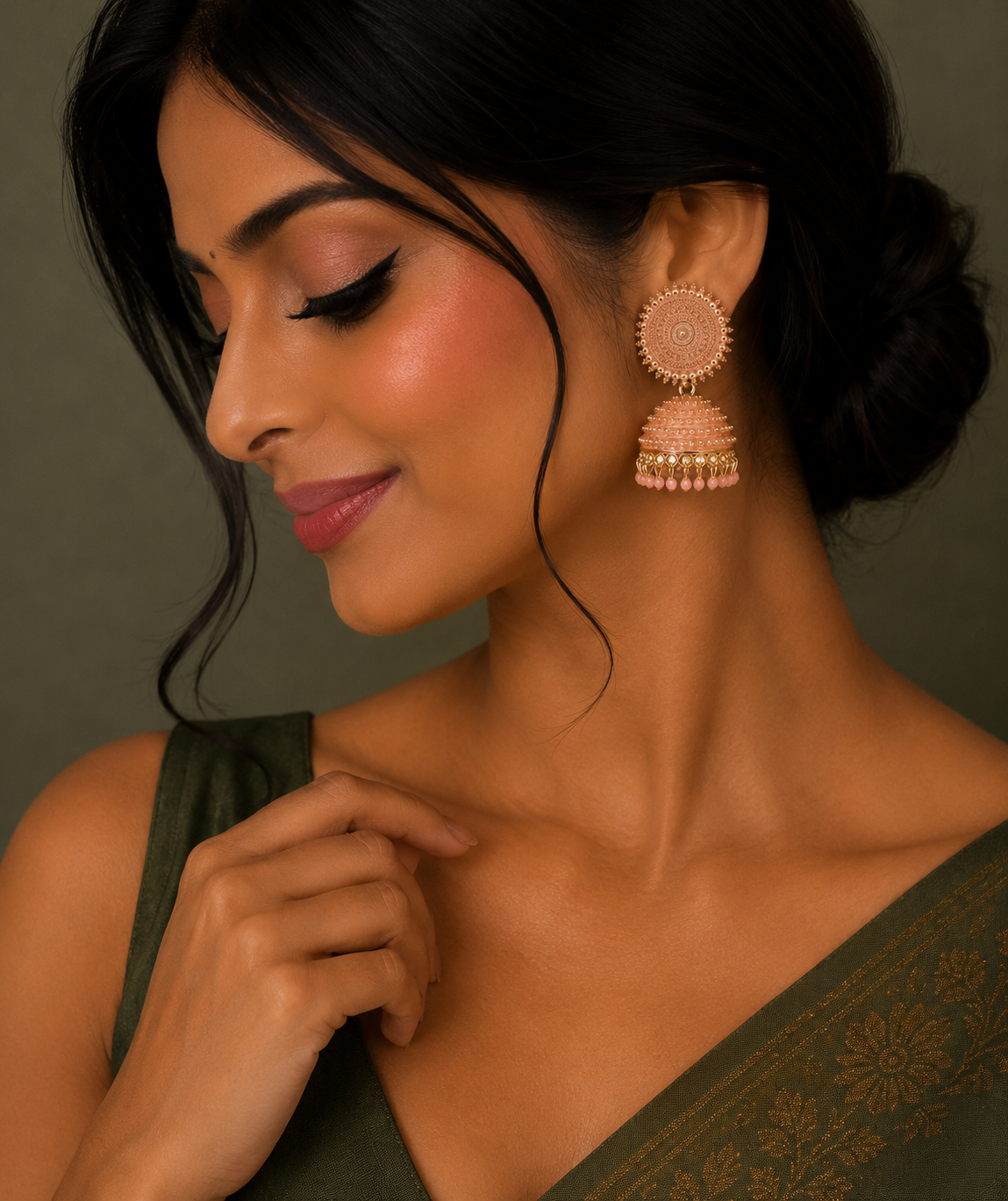 Rosé Glow Dome Earrings ( Jhumkas )