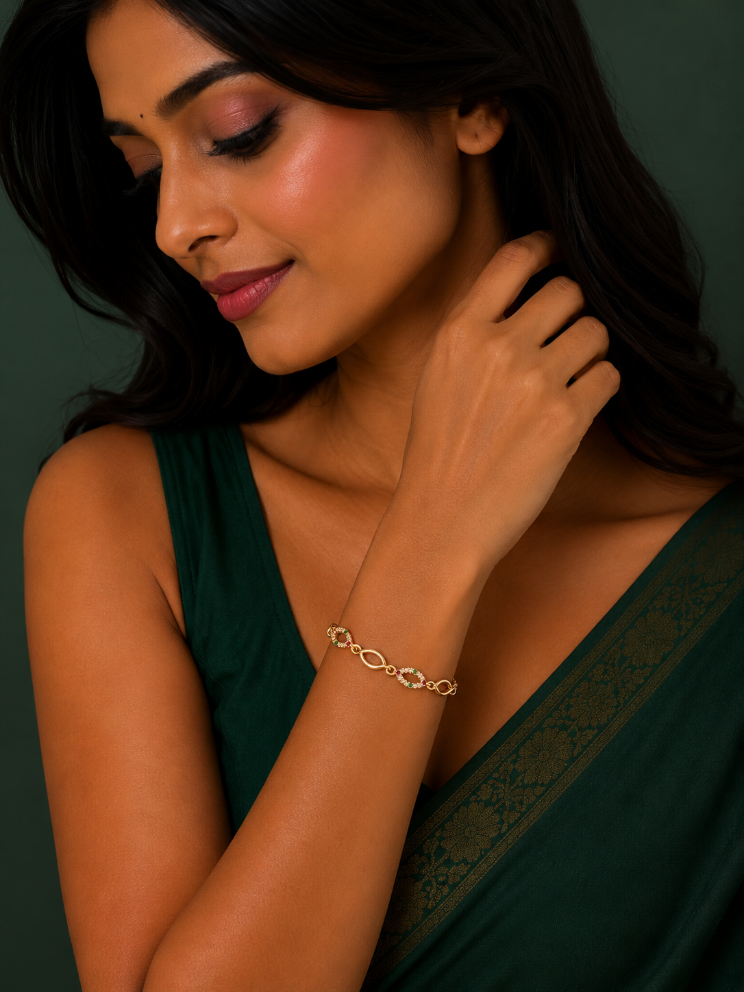 Elegant Marquise Link Gold Bracelet