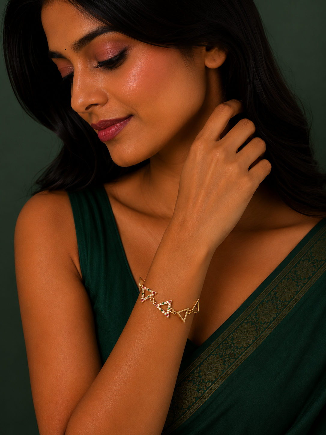 Modern Triangle Charm Gold Bracelet
