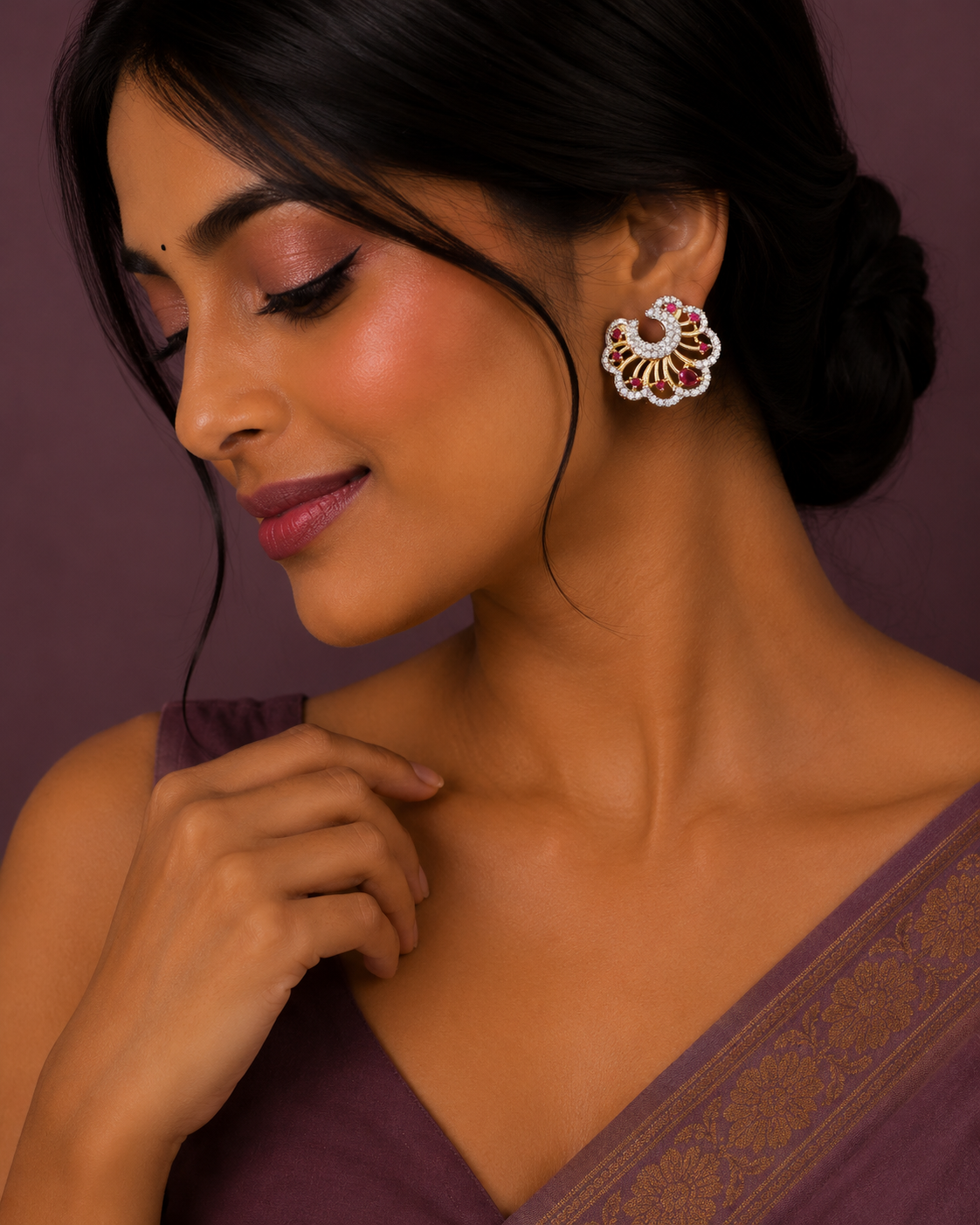 Ruby Royale Chand Earrings