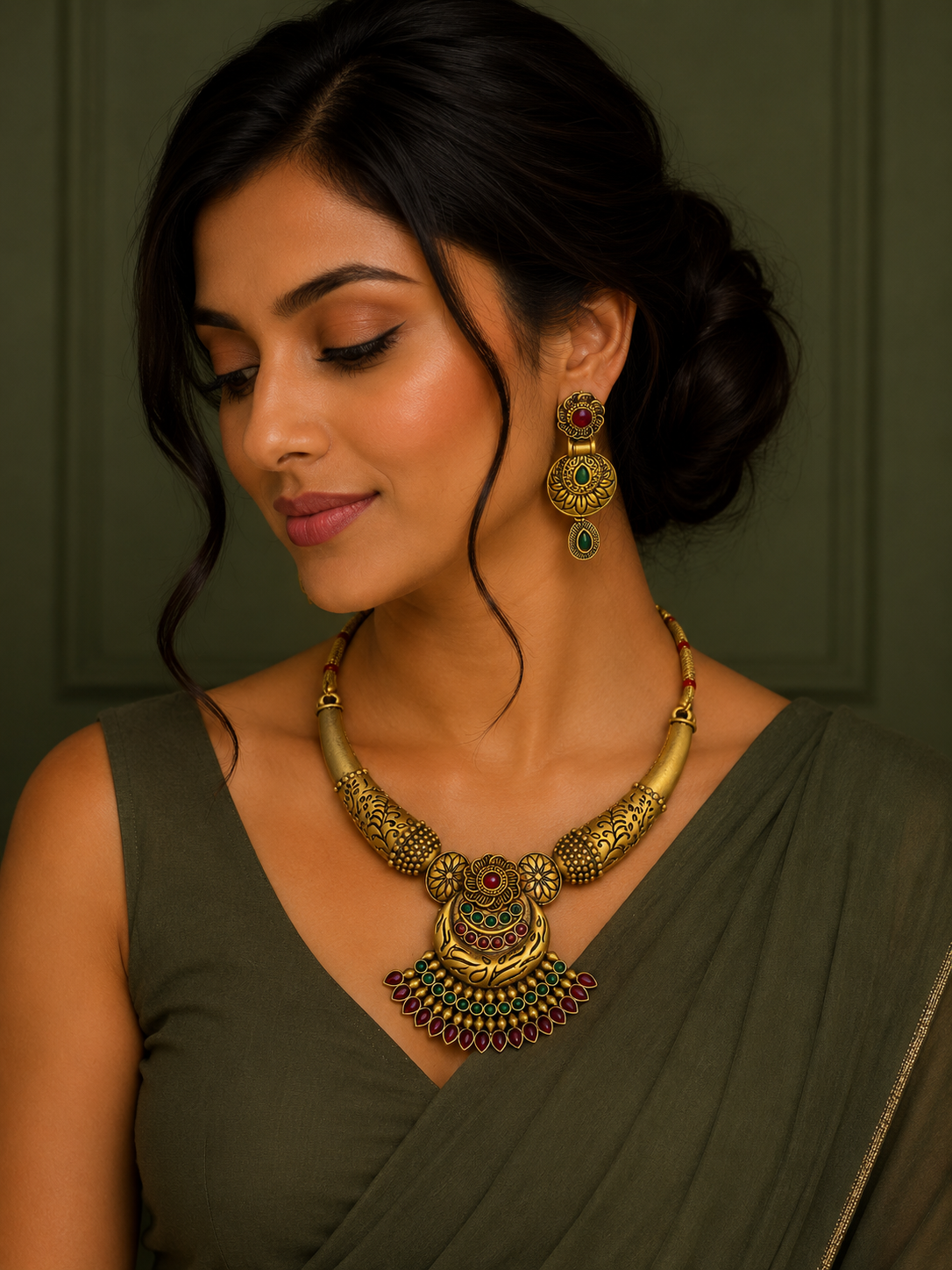 Antique Bloom Statement Necklace Set