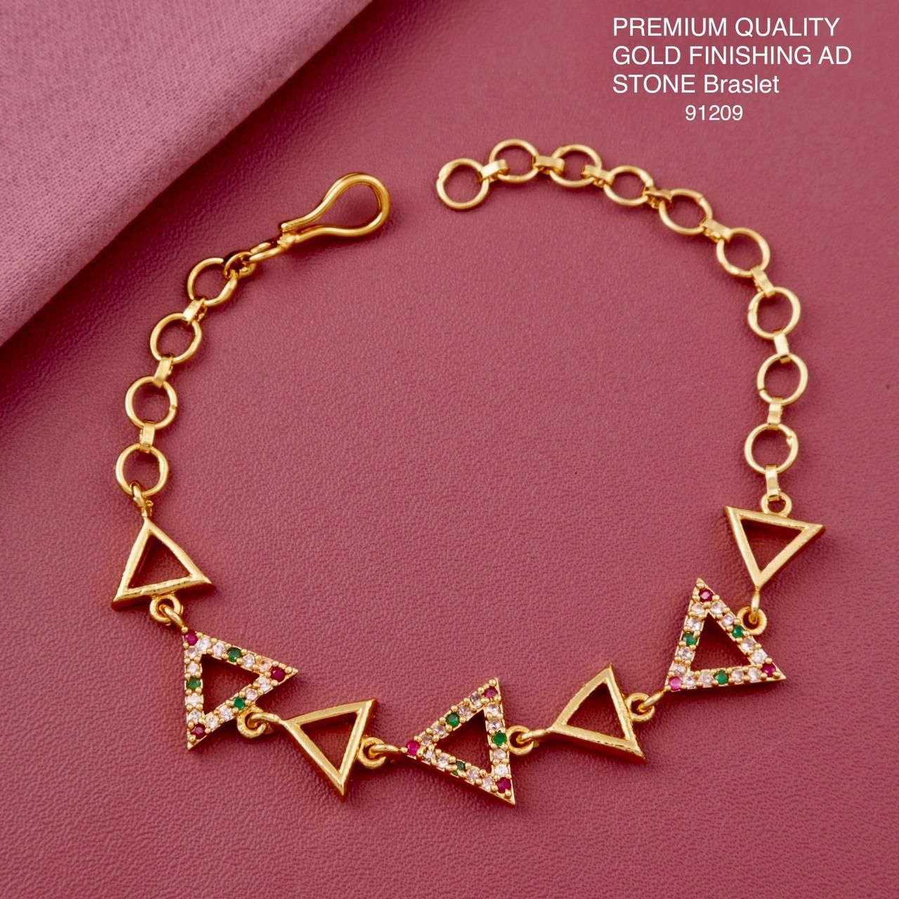 Modern Triangle Charm Gold Bracelet