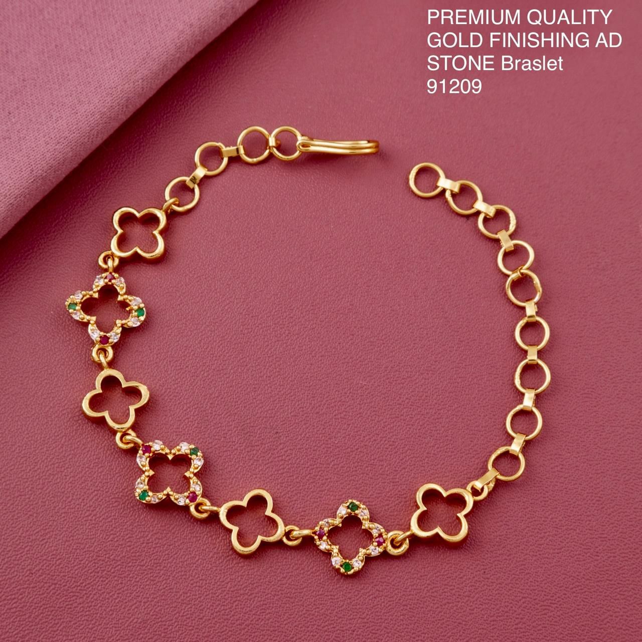 Floral Charm Gold Plated Bracelet