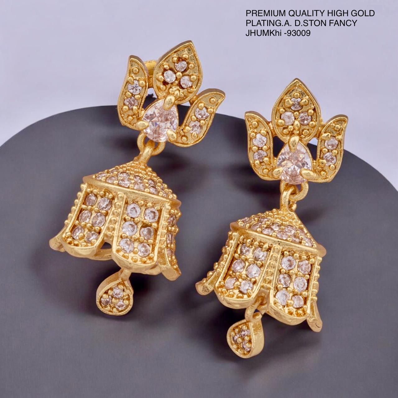 Royal Lotus Drop Jhumka Earrings