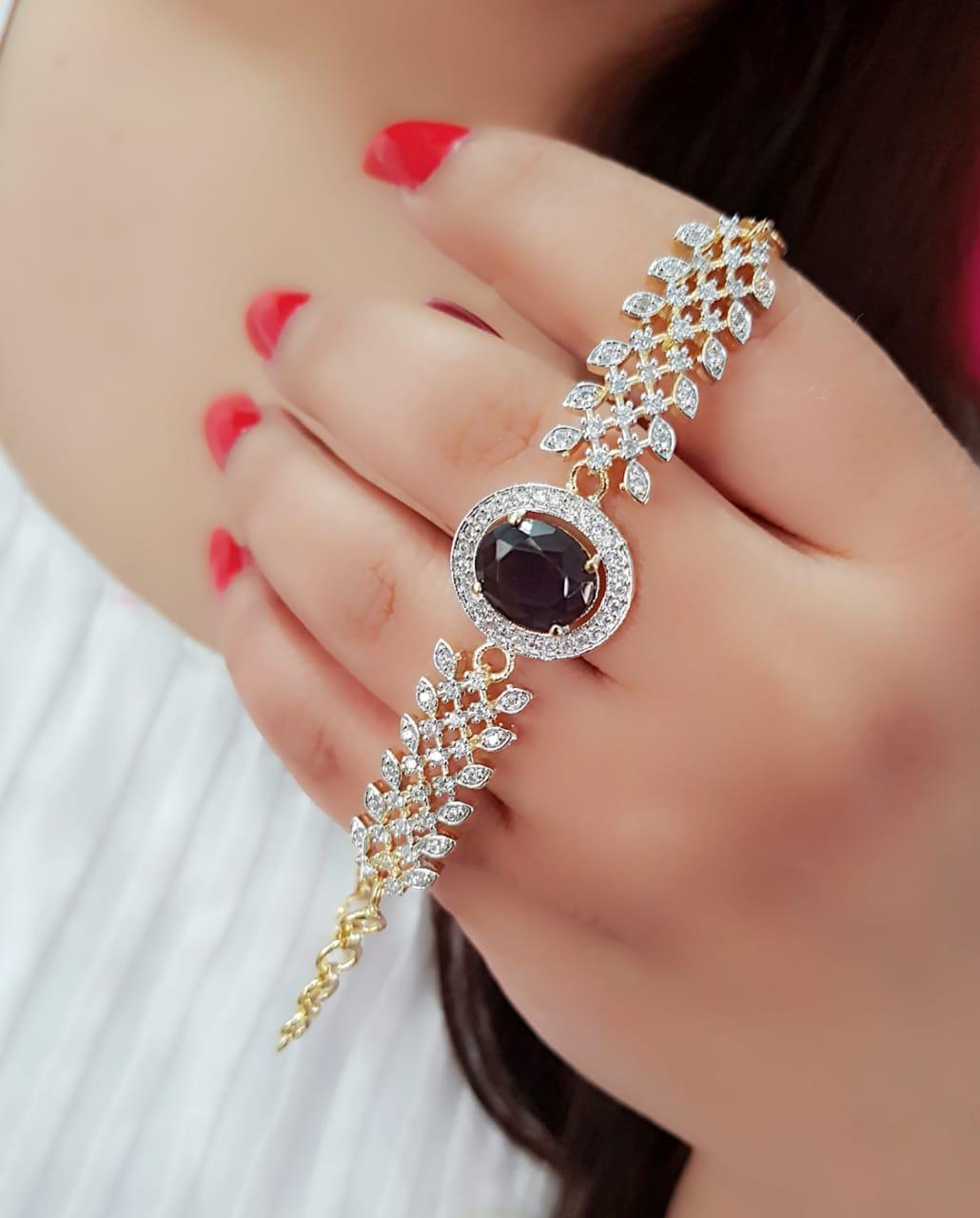 Royal Noir Statement Hand Harness Bracelet