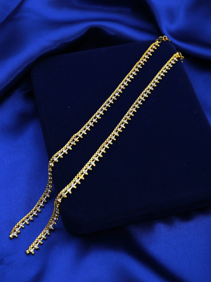 Elegant Gold Crystal Line Anklet