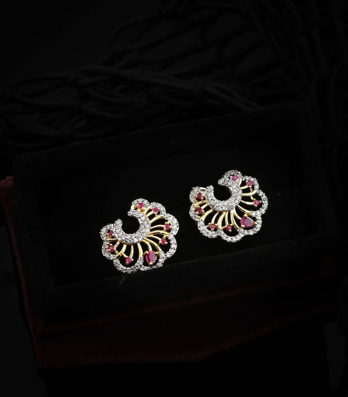 Ruby Royale Chand Earrings